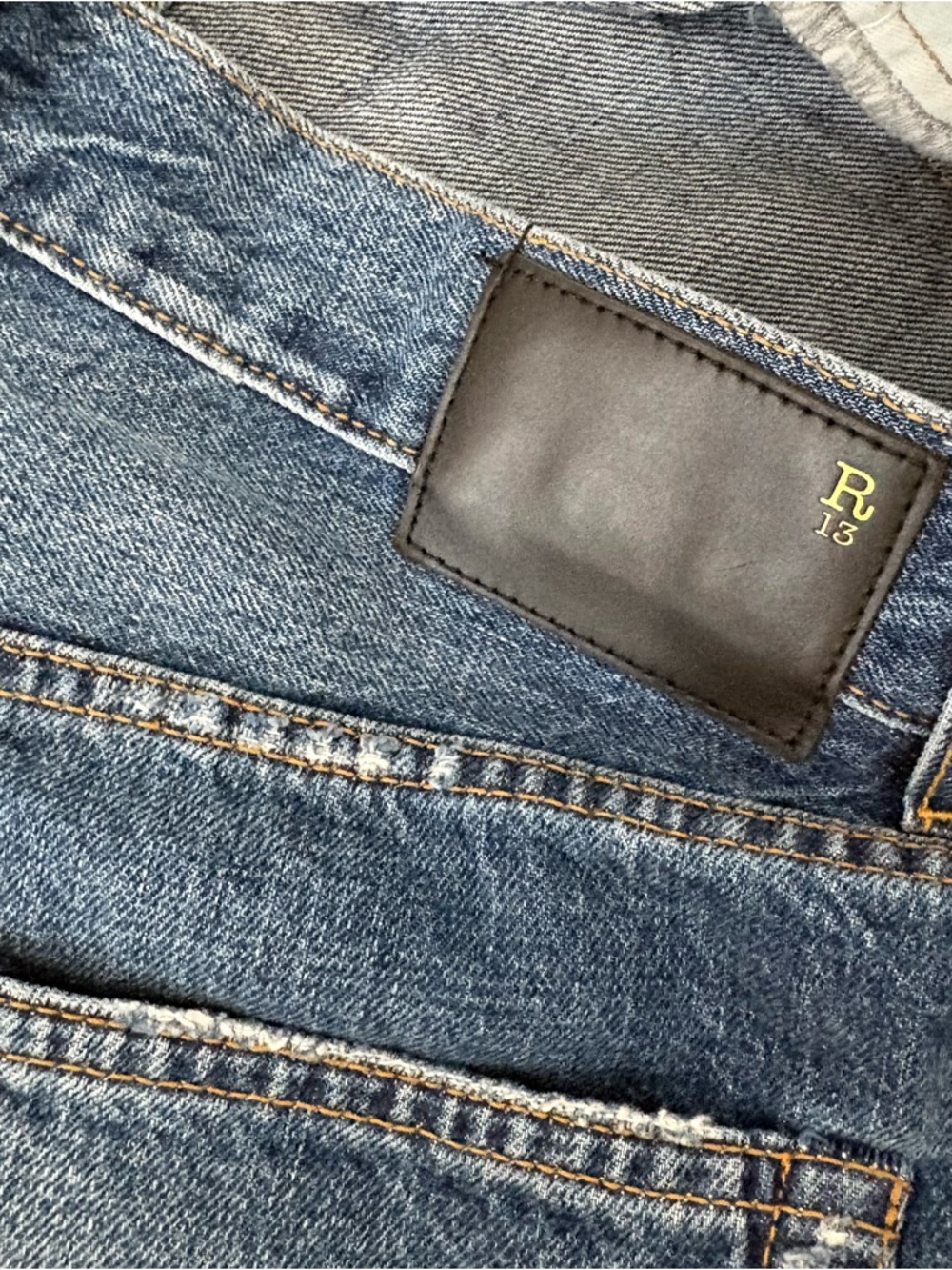 R13 Women's Dark Blue Distressed Boyfriend Jeans 28 - Picture 5 of 7